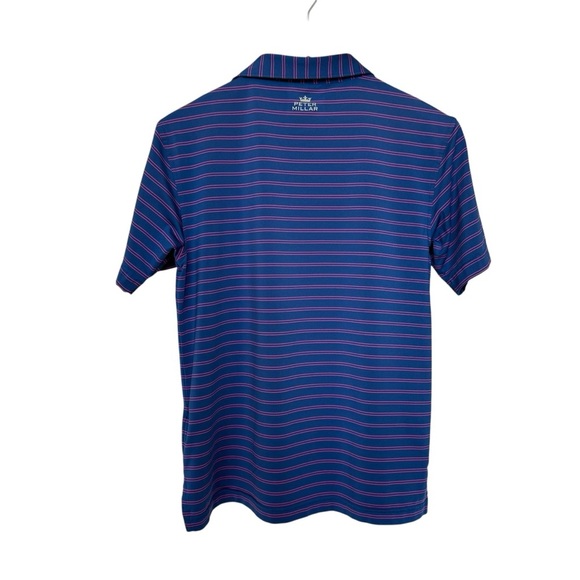 Peter Millar Youth Striped Golf Polo Shirt Blue Pink Short Sleeve L Embroidered - Picture 4 of 8